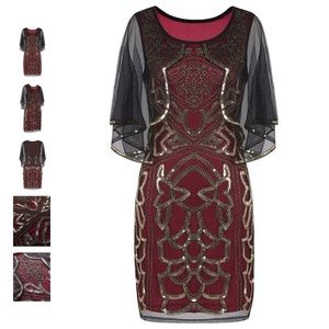 NWT 1920s Sequin Bead Cape Dress